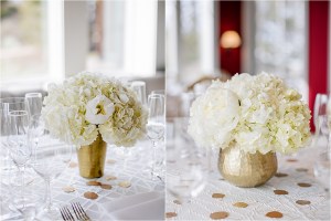 all white and gold centerpieces aspen leaves