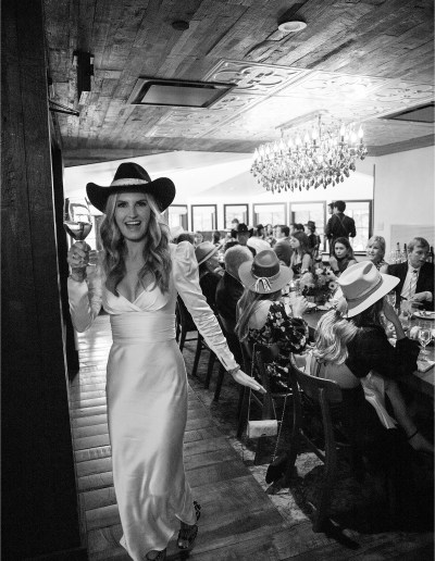 Vail Wedding, Four Seasons Vail Wedding, Charleston Couple, The Slope Room, Gravity Haus, Vail Interfaith Chapel, Kemosabe Wedding, Kemosabe Hats on Bridal Party, Western Chic Themed Welcome Party, Colorado Western Chic, Rehearsal dinner, Western wedding